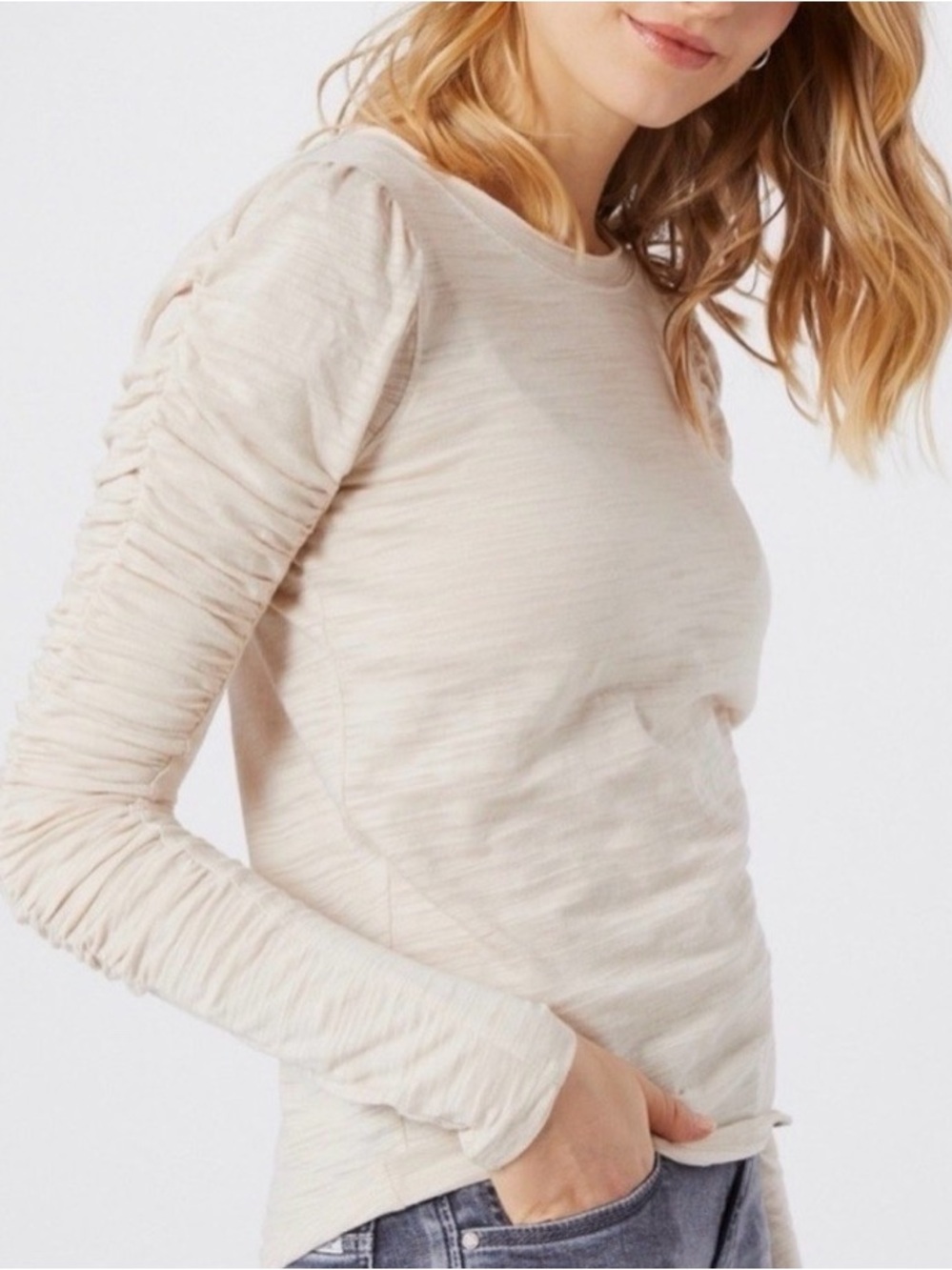 We The Free Natasha Ruched Long-Sleeve Top | EUC | Sz XS